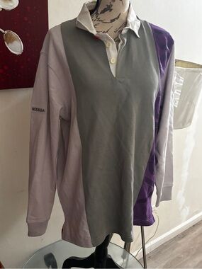 Bodega Colorblock Rugby Polo Shirt — Gray, Lavender & Purple